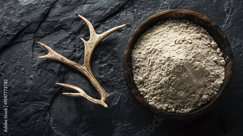Elk Antler Velvet Display Display of elk antler velvet in powdered form