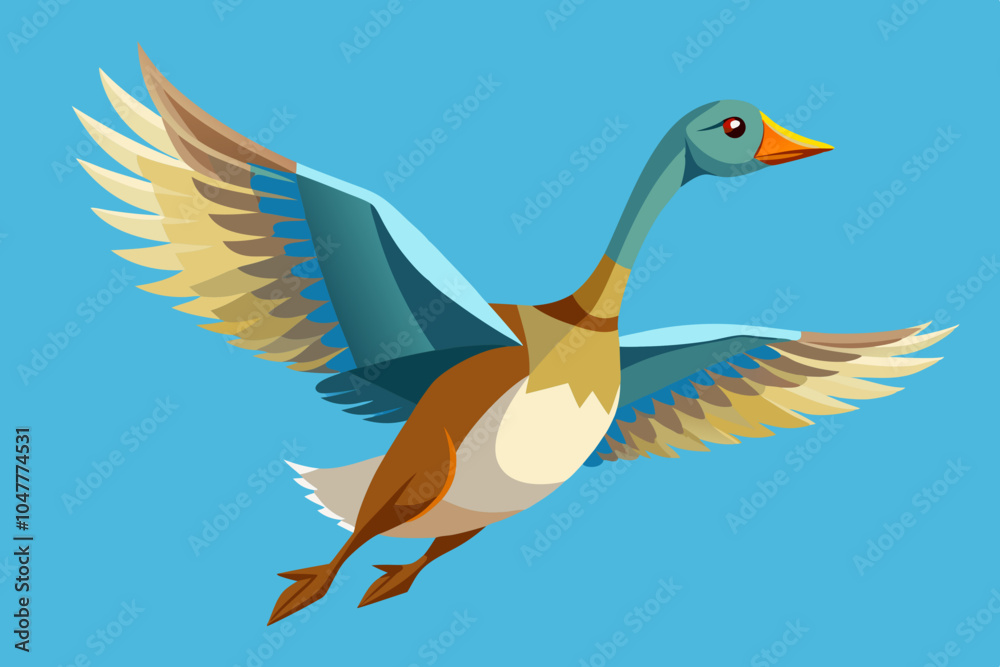 a flying goose vector art illustration a flying goose vector art illustration