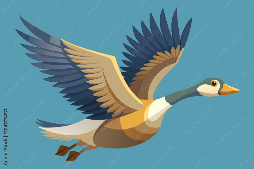 Naklejka premium a flying goose vector art illustration