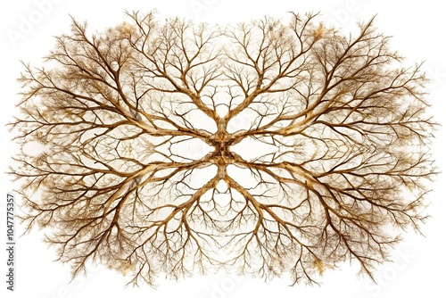 Symmetrical dried tree branches isolated on a white background photo