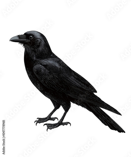 crow ink illustration  style on a clear background
