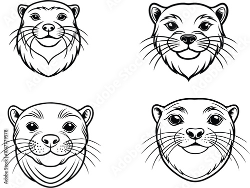 otter head logo vector illustration.