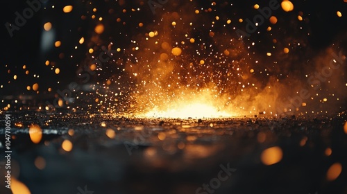 Obraz na płótnie gold spark bokeh fire flame from cutting steel welding at industry factory. w salonie