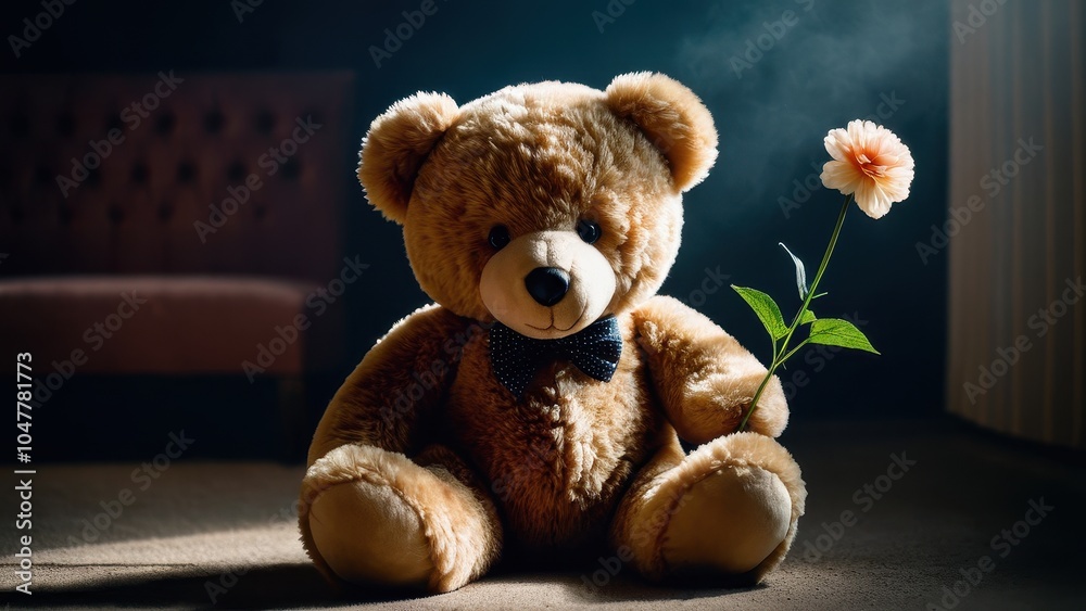 Teddy bear with a flower, a heartfelt symbol of love and care, making it a wonderful gift for loved ones on special days. Teddy bear with a flower, a heartfelt symbol of love and care, making it a wonderful gift for loved ones on special days.