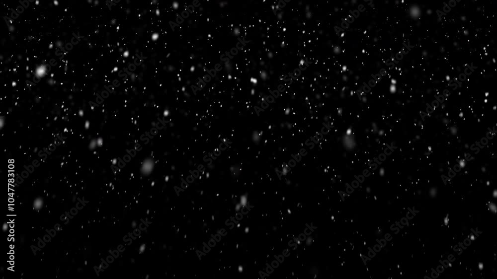 Falling swirling winter snow. Seamless loop background