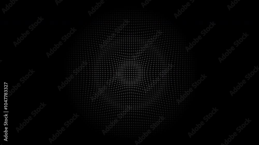 Dotted ripples on the surface. Radio wave abstract motion background. FUI, HUD. Seamless loop.