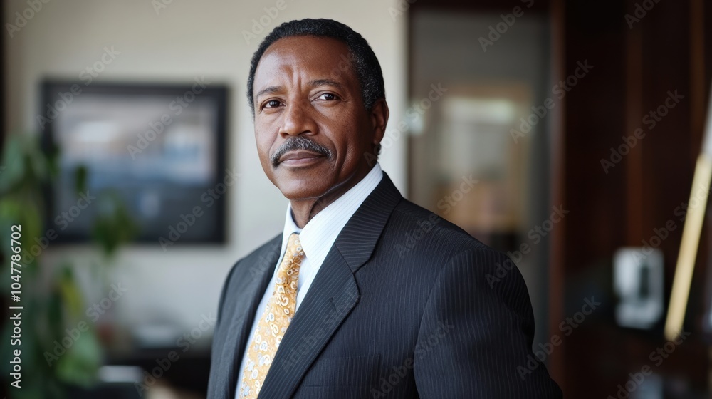 businessman corporate portrait in office, mature black middle aged manager business man
