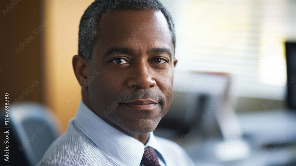 Fototapeta premium businessman corporate portrait in office, mature black middle aged manager business man 