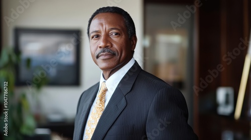 businessman corporate portrait in office, mature black middle aged manager business man
