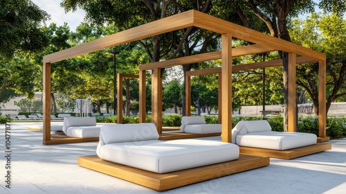 Wallpaper Mural Tranquil Outdoor Sanctuary with Cozy Lounge Furniture in Lush Garden Setting Torontodigital.ca