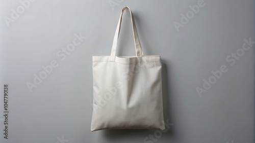 Symmetrical faux tote bag made of white cotton with minimalist aesthetic photo