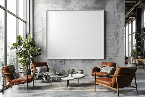 a blank white modern horizontal frame hung in a highend fashion space in Paris very realistic photo quality captured with a hasselblad camera photo