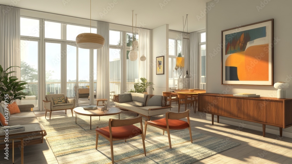 Fototapeta premium Modern Bright Living Room with Stylish Decor