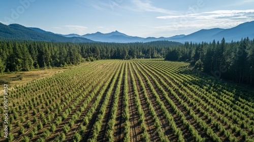 Lush Vineyard Landscape in Serene Mountain Setting