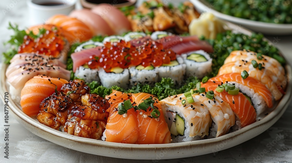 Sushi Platter with Variety of Rolls and Nigiri Sushi Platter with Variety of Rolls and Nigiri