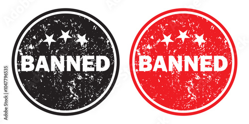 Banned Rubber Stamp Seal icon Vector. Banned Rubber icon Stamp on Grunge style. vector illustration.