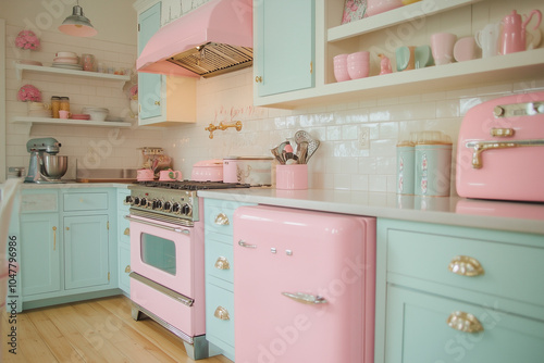 Pastel Colors and Whimsical Decor: Farmhouse Kitchen Celebrates Playfulness and Charm