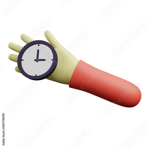 3 D Illustration of hand holding a clock