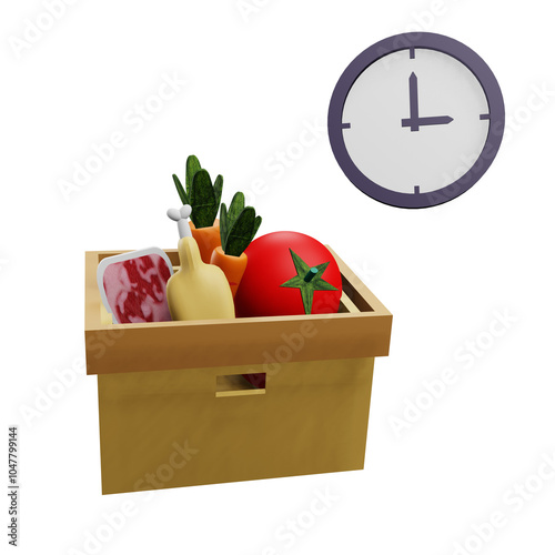 3 D illustration of shopping time