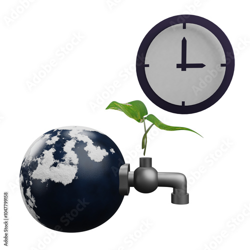 3 D illustration of Save water time