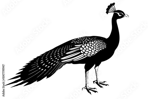 Beautiful female peahen or peacock-