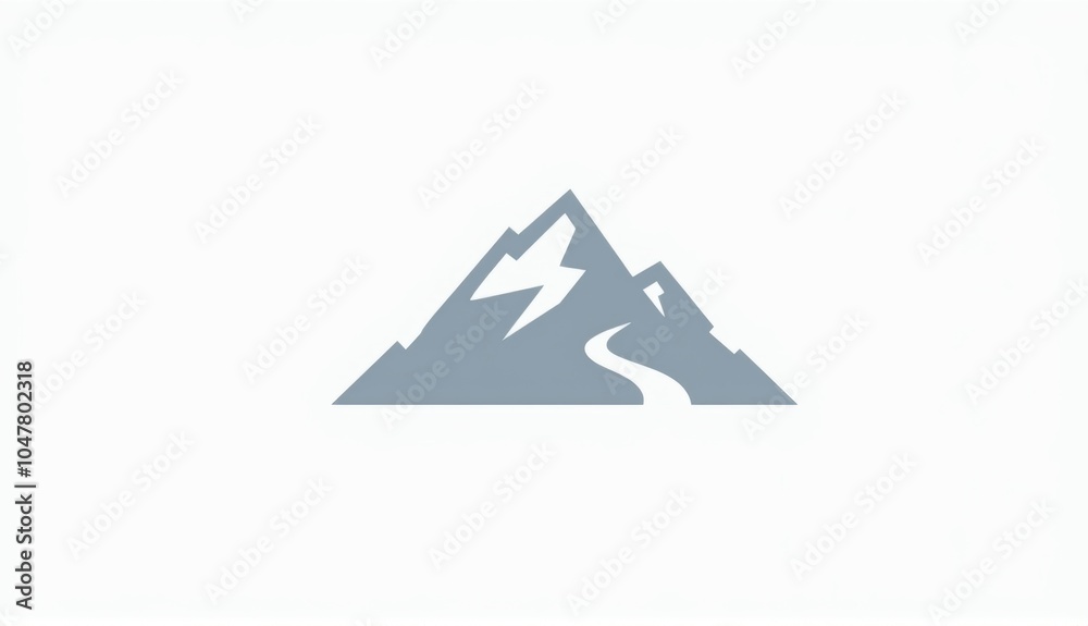 Minimalist mountain range illustration with a soft blue gradient background, evoking calmness and serenity. Generative, AI,