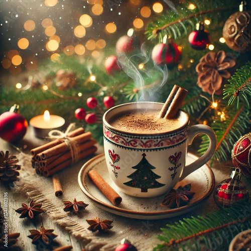 Coffee, Christmas, cozy, decorations