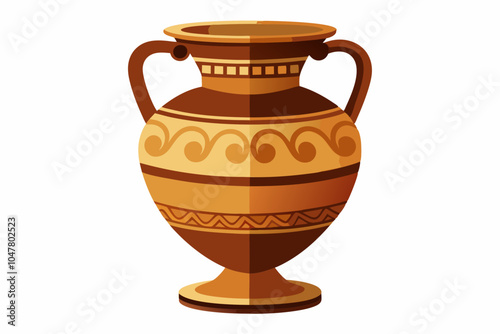  Antique clay vase isolated on white background