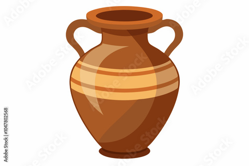 Antique clay vase isolated on white background