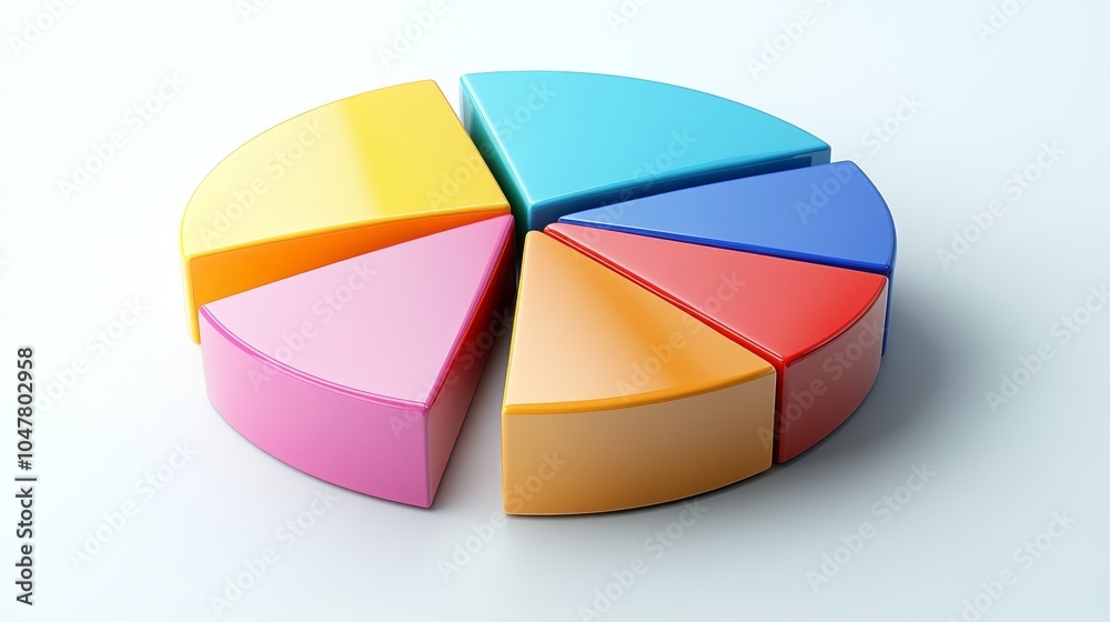 Colorful pie chart on a white background representing data distribution. Ideal for business presentations and reports. Colorful pie chart on a white background representing data distribution. Ideal for business presentations and reports.
