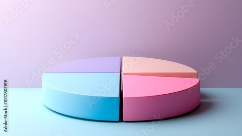 Colorful pie chart model representing data segments in pastel shades against a soft background, ideal for presentations and infographics.