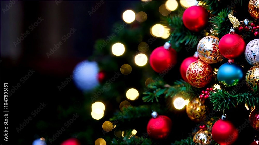 Decorated Christmas tree with presents for new year isolated on white background