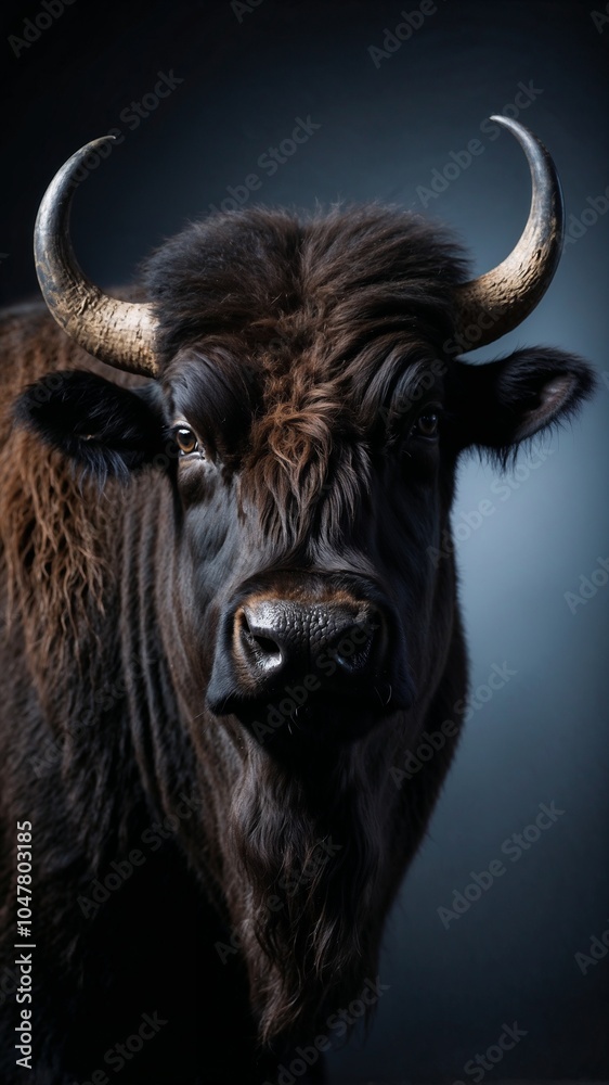 elegant black buffalo portrait in a dark room professional photo elegant black buffalo portrait in a dark room professional photo