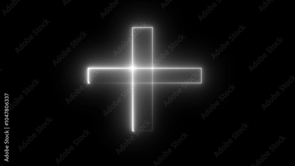 Neon Plus sign Animated white neon alphabet symbol on black background. Looped animation black background Neon Plus sign Animated white neon alphabet symbol on black background. Looped animation black background