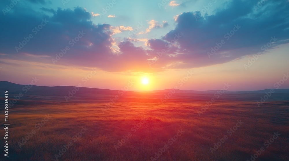 A luminous sunrise overcoming grey clouds, casting vibrant rays of light across a dull landscape, representing renewal. radiant sunrise, symbolic renewal A luminous sunrise overcoming grey clouds, casting vibrant rays of light across a dull landscape, representing renewal. radiant sunrise, symbolic renewal