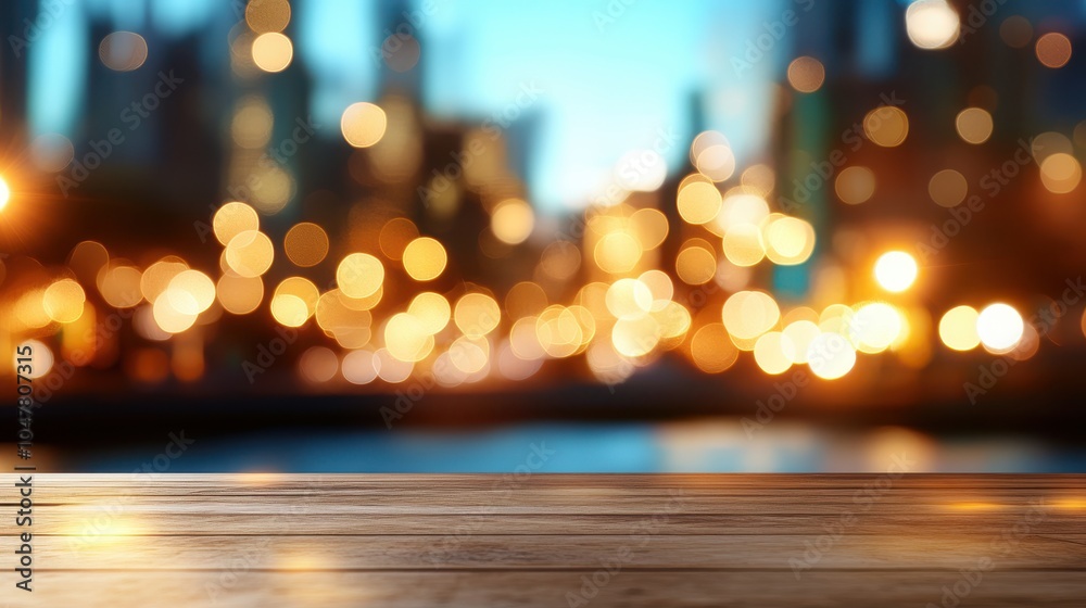 A beautifully shot image of a blurred cityscape in twilight hues seen from a wooden tabletop, creating a contrast between urban life and natural designs. A beautifully shot image of a blurred cityscape in twilight hues seen from a wooden tabletop, creating a contrast between urban life and natural designs.