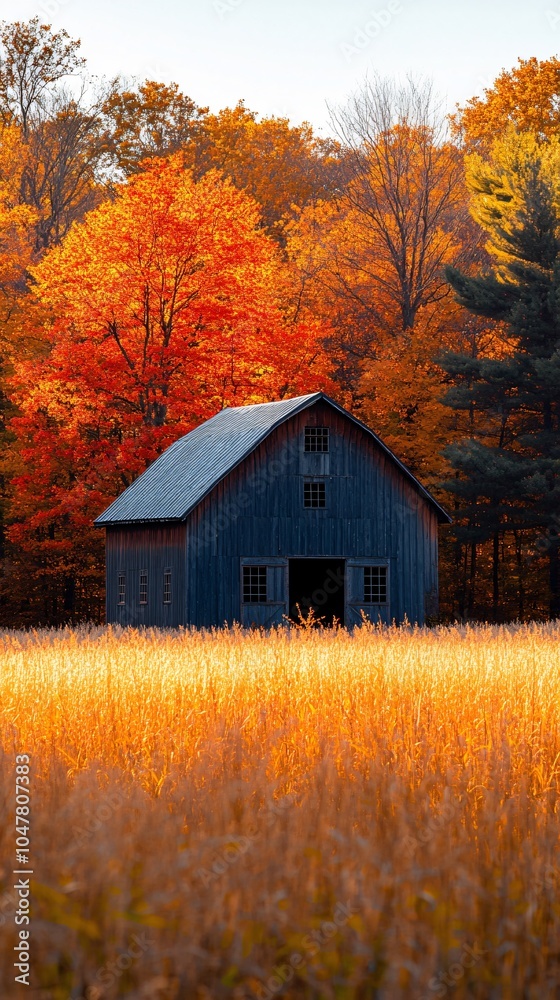 a barn in an autumn landscape a barn in an autumn landscape