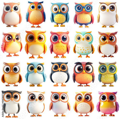 Wallpaper Mural Cute Owl Illustrations Set with Transparent Background for Creative Design Overlays Torontodigital.ca