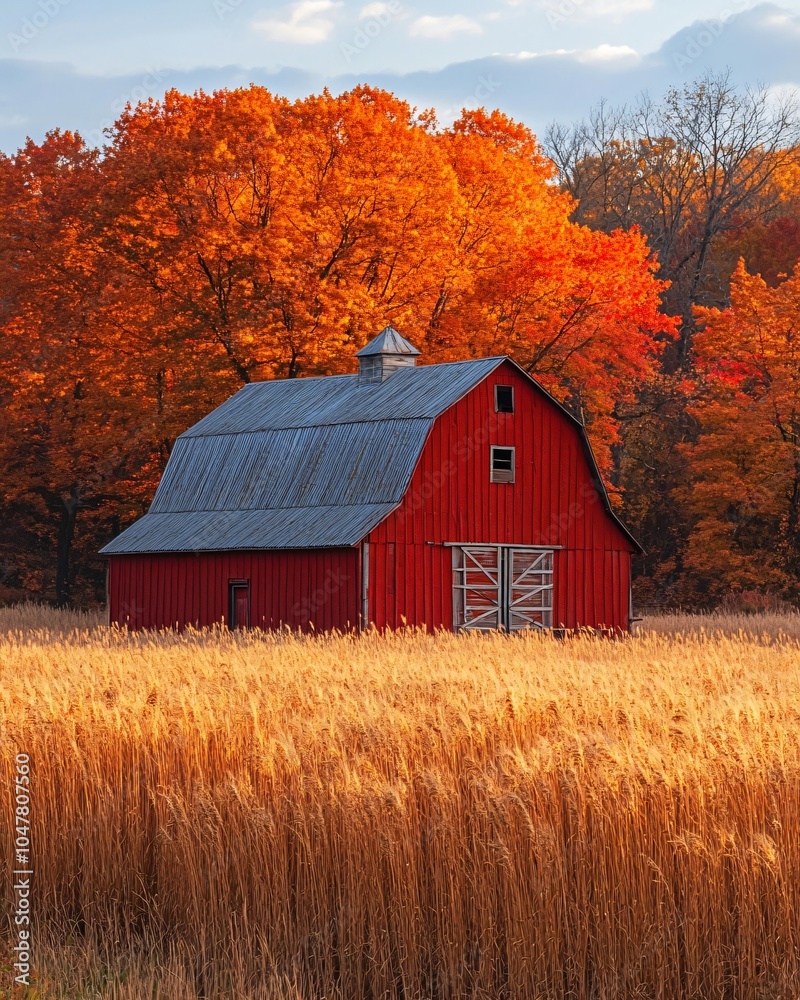 a barn in an autumn landscape a barn in an autumn landscape