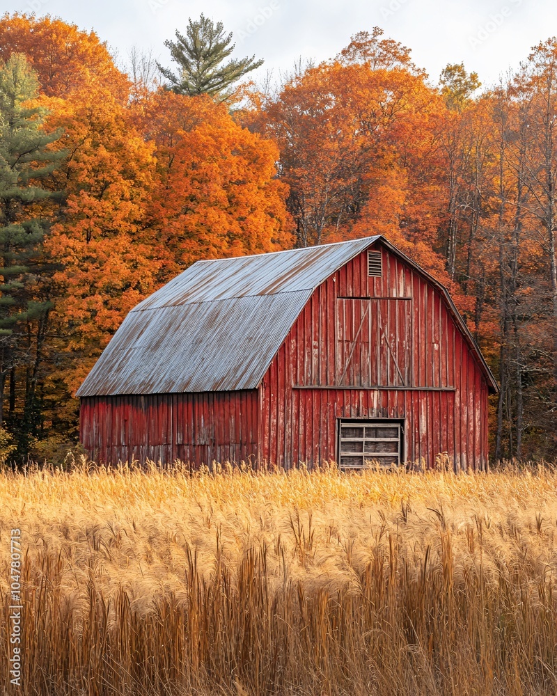 a barn in an autumn landscape a barn in an autumn landscape