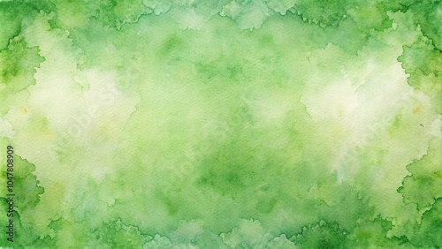 Symmetrical green watercolor background paper texture