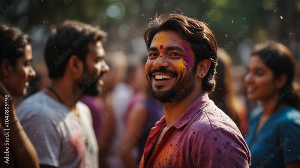 Obraz premium Happy holi celebrating holi festival