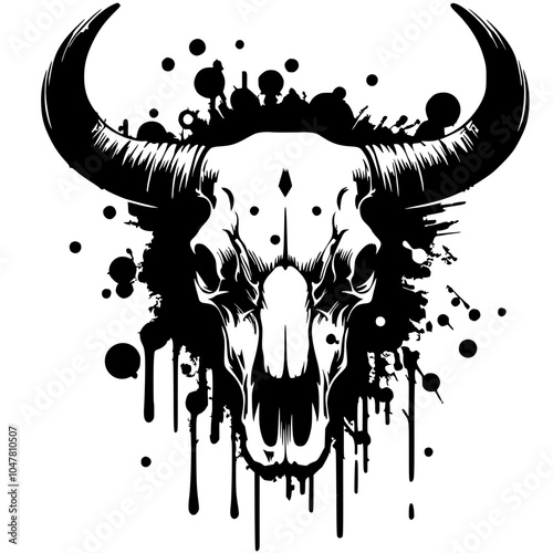 Bull head skull silhouette