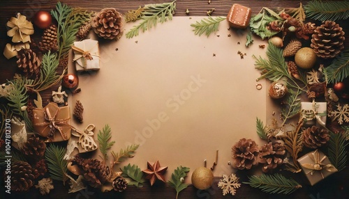 크리스마스 테마-크리스마스 장식이 된 겨울 프레임 배경