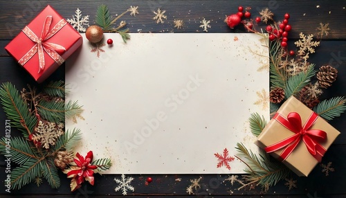 크리스마스 테마-크리스마스 장식이 된 겨울 프레임 배경