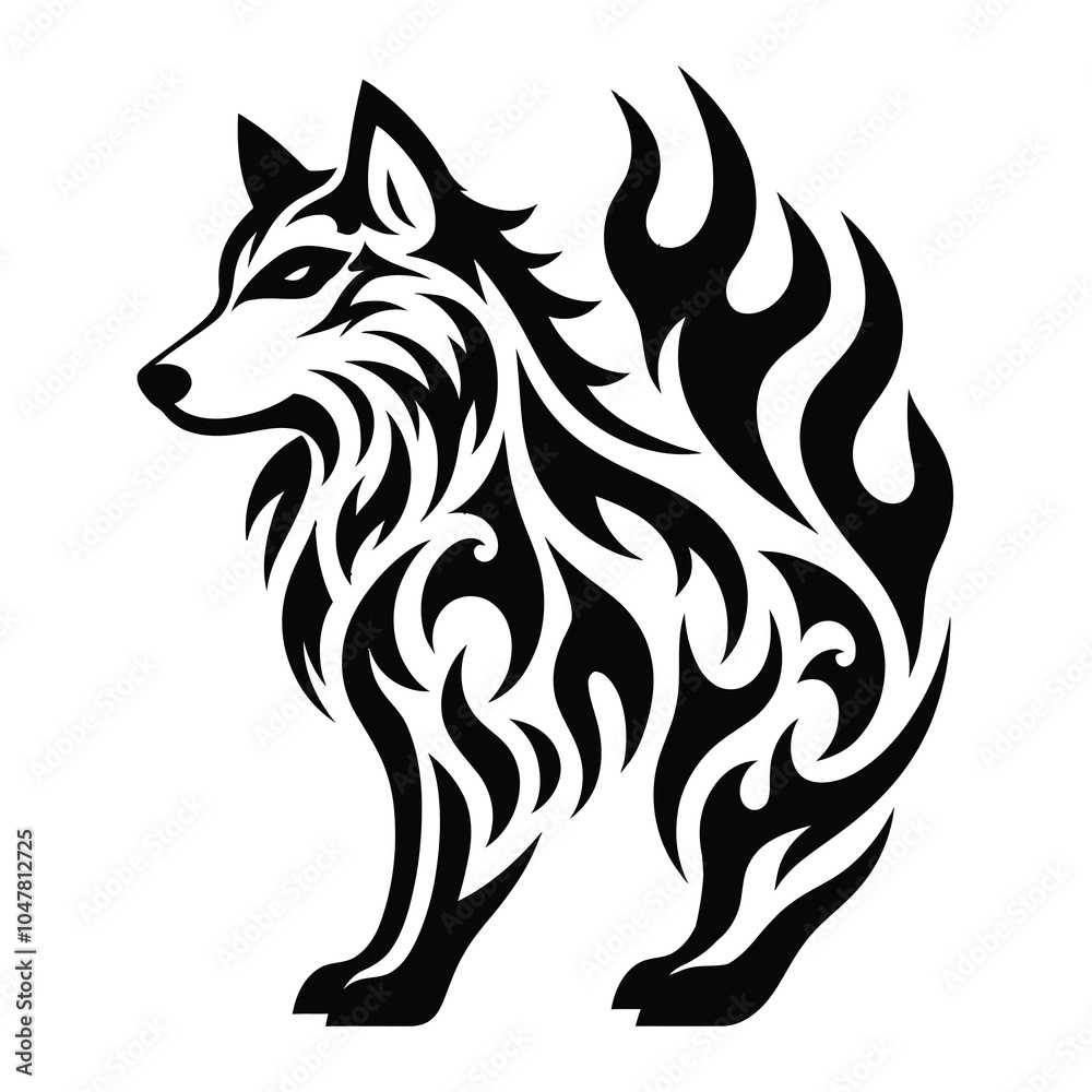 Fototapeta premium Wolf fire tribal simple.eps