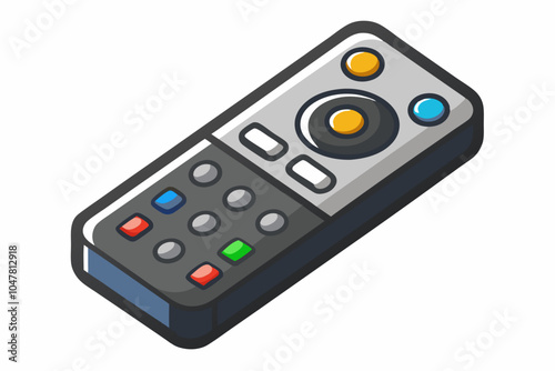 Dusty media player remote control isolated on white 