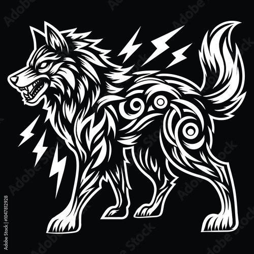Wolf lighthing tribal.eps