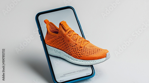 Stylish sneaker displayed in product listing, showcasing vibrant orange color and modern design. Perfect for fashion enthusiasts and sneaker lovers alike photo