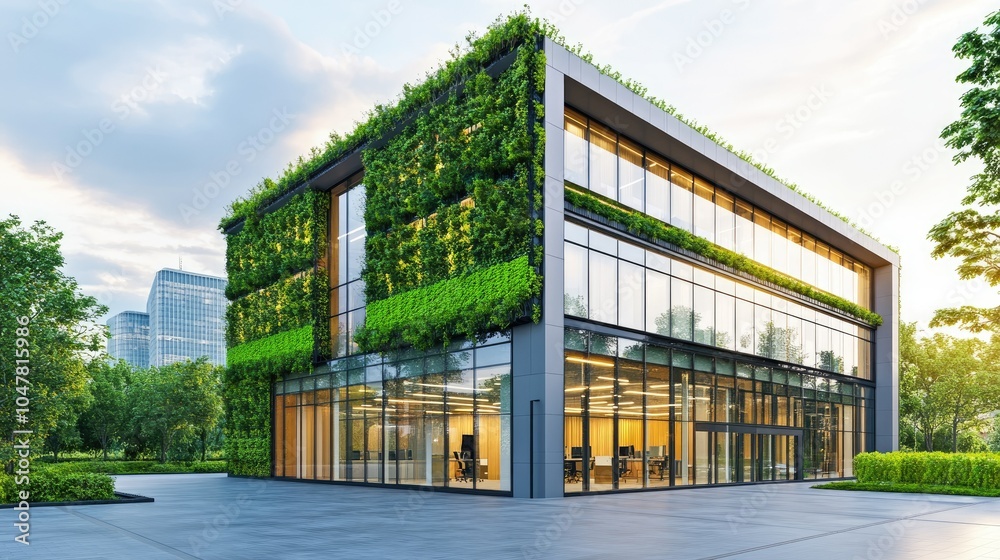 Obraz premium Modern Eco-Friendly Office Building in Urban Setting